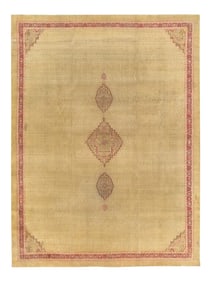 Antique Amritsar Camel/Burgundy Rug, 9' 9" X 13' 2"