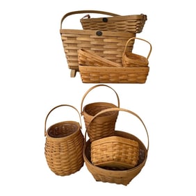 Vintage Lot of 9 Peterboro/Longaberger Handwoven Baskets