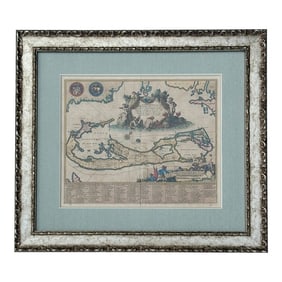 1671 Map of Bermuda by John Ogilby, Framed