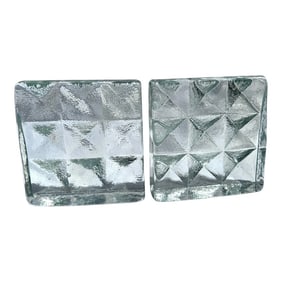 Blenko Art Glass "Diamond" Bookends-A Pair