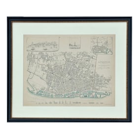 Liverpool, Original Hand Colored Engraving, 1835, Framed