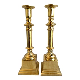 Vintage Pair of Brass Candlestick Holders