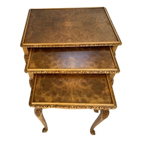 Vintage Burlwood Nesting Tables-A Set