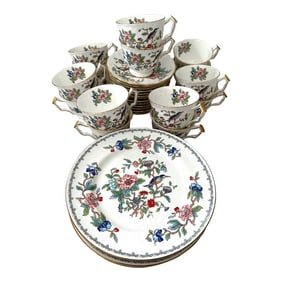 Vintage John Aynsley Pembroke Floral/Bird Motif Bone China-A Set