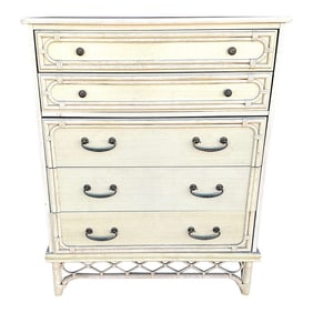 Vintage Ficks & Reed Style 5 Drawer Highboy Dresser