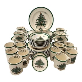 Vintage Spode "Christmas Tree" Dinnerware Set of 65