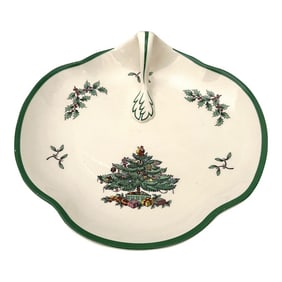 Vintage Spode England "Christmas Tree" Handled Serving Dish