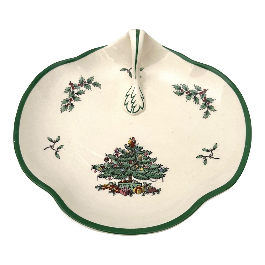 Vintage Spode England "Christmas Tree" Handled Serving Dish (1 of 4)