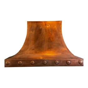 Large 1970s British Georgian Style Curved Copper Fireplace Hood Hat Wall Hanging Mount