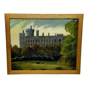 British 19th Century Oil Painting Architectural Historic Arundel Castle After James Canter Framed