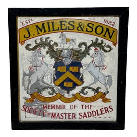 Late 20th Century British Equine Livery J Miles & Son Dorchester Hand Painted Shop Sign Master Saddl