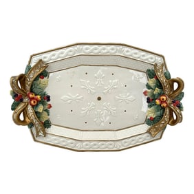 Fitz & Floyd "Snowy Woods" Oval Serving Platter