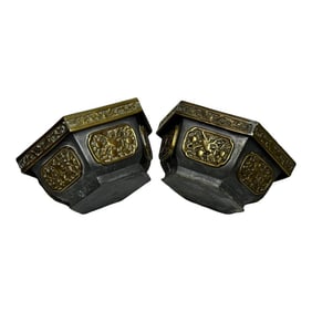 Early 20th Century Traditional Chinese Hong Kong Goodluck Garden Bat Planters - Set of 2