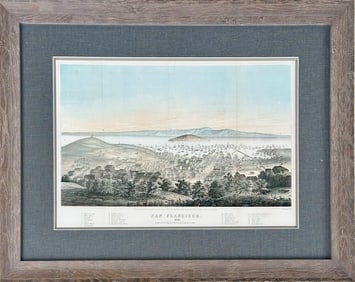 1851 San Francisco Original Lithograph by T. Sinclair, Framed