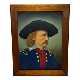 American Oil Painting Civil War Portrait General George Custer 1863 After Benjamin Brady, Framed
