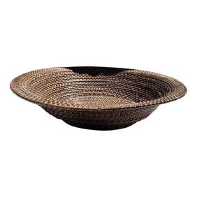 Brown Woven Rattan Oval Decorative Bowl