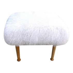 Anthropologie White Mongolian Fur Bench