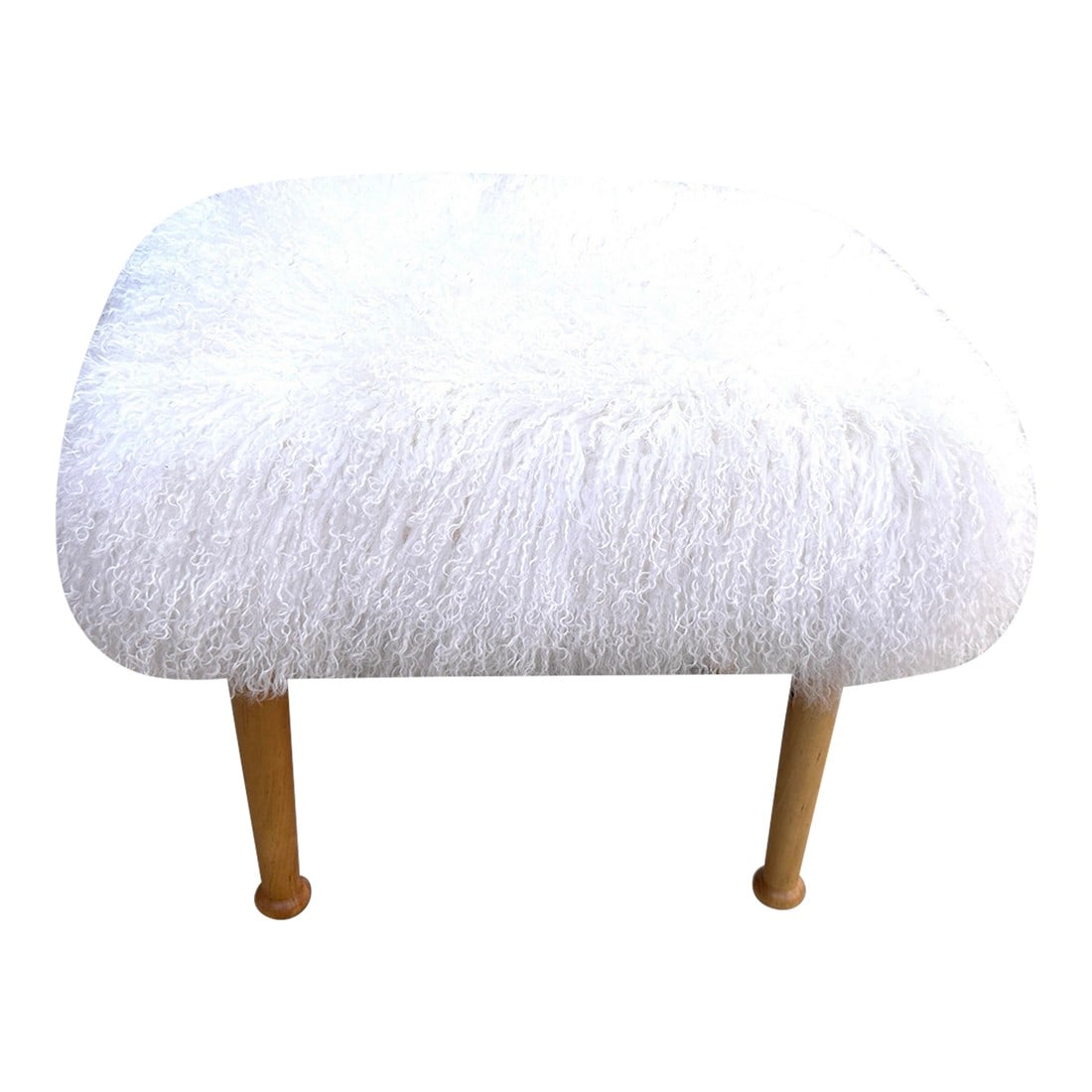 Anthropologie White Mongolian Fur Bench: Anthropologie Mongolian sheep wool creates a fabulously fuzzy, infinitely glam, superbly cozy respite. Display at the foot of your bed or alongside an entryway console. Mongolian Fur Bench with wooden