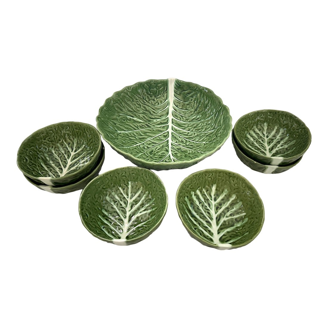 Green Cabbage Leaf Serving Bowl Set (1 of 8)