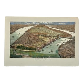 New York City Birds Eye View, Circa 1890