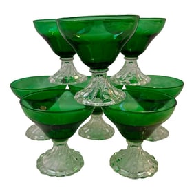 Anchor Hocking "Burple" Inspiration Green Champagn/Tall Sherbet Glasses-Set of 8