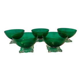 Seneca Handblown Crystal "903 Green" Sherbet Cup-Set of 5