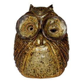 Small Decorative 20th Century Owl Surrealist Studio Pottery Sculpture