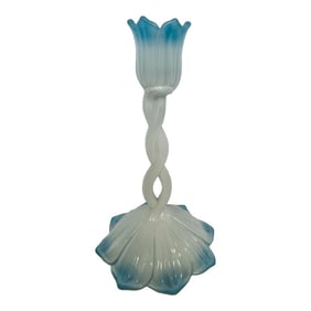 Vintage Fenton Blue Crest Tulip Pillar Holder