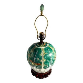 Mid 20th C. Chinese Export Cabbage Table Lamp