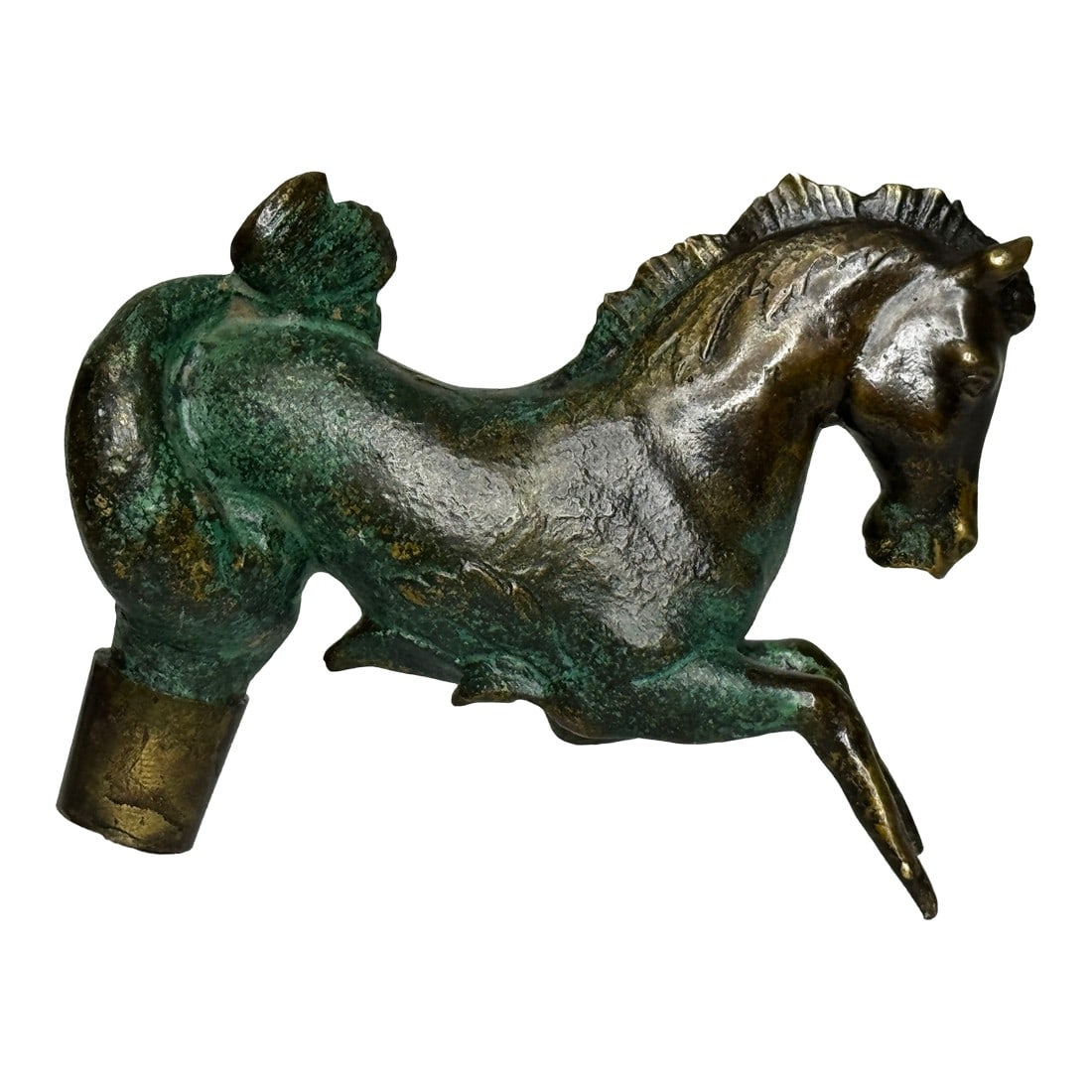 Small Turquoise Patinated Bronze Horse Fountain Spout Sculpture 20th Century (1 of 10)