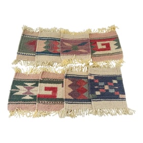 Vintage Set of 8 Southwest Textile Wool/Kilim Drink Coasters