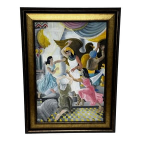 Signed Mid-Century British Surrealist Watercolour Death of Cleopatra Framed