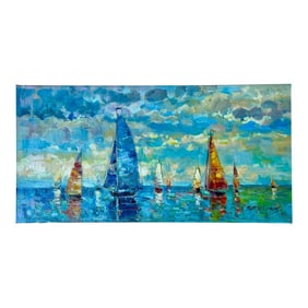 Coastal Sailboats Oil Painting by Matt Thomas