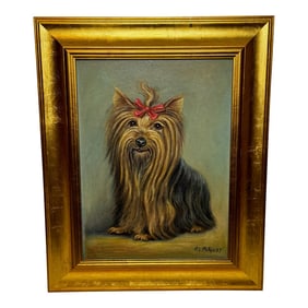 Yorkshire Terrier Portrait "Duchess" With Congo Pink Bow, 1987 "” After the Style of John Emms