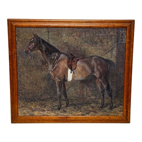 Oil Painting Kitty Hunter Mare of the Chiddingfold, Leconfield & Cowdray Hunt Stables Circa 1928