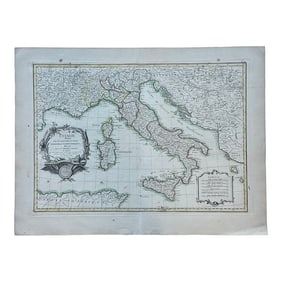 Antique Map of Italy and Corsica, Sardinia, and Sicily by Janvier, 1783
