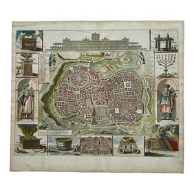 Jerusalem, Original Map by Daniel Stoopendaal, Circa 1710