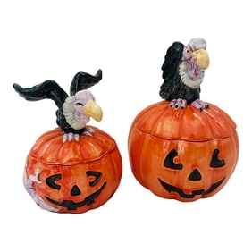 Fitz & Floyd Buzzard/Pumpkin Candy Dish/Box