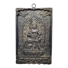 Late Qing Chinese Buddhist Carved Wall Sculpture – Wrathful VajrapÄá¹‡i