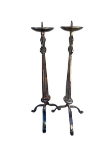 Vintage 1960s Hand Forged Silver Candle Holders - a Pair