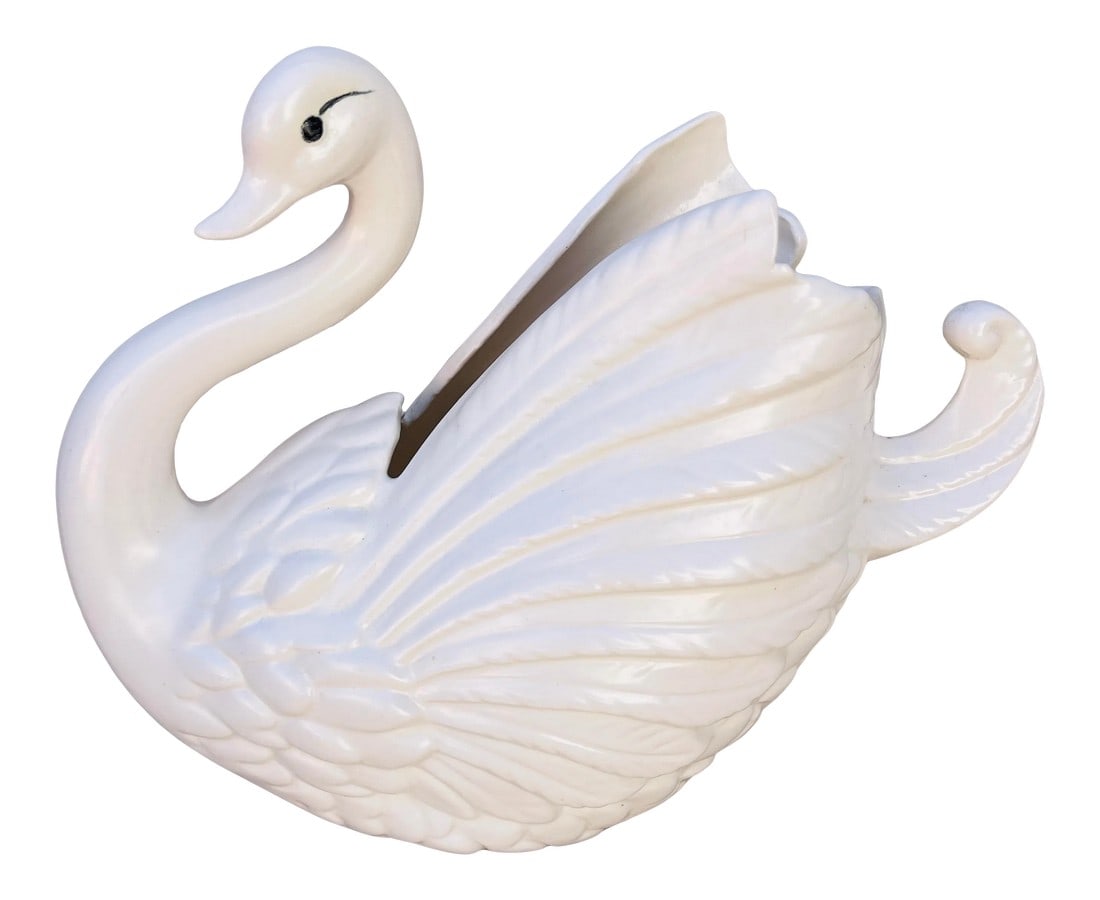 Art Deco Style Ceramic Swan Flower Vase (1 of 8)