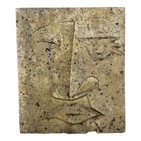 Modernist British Limestone Face Relief, Circa 1970s "” A Cubist Homage to Picasso and the