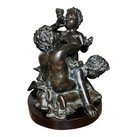 Large French Bronze Group "Triton and Sea Putti" After Clodion, Grand Tour c.1820