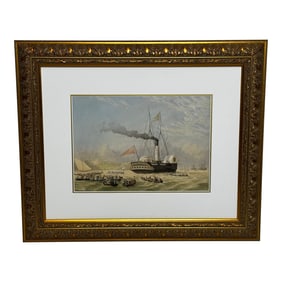 Hmy Victoria & Albert Off Osborne House Royal Steam Yacht in the Solent, 19th-Century Painting in th