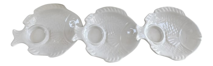 Vintage California Usa Pottery Small Individual Fish Dip Dish- Set of 3