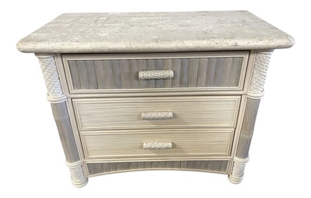 Kosuga Split Bamboo Reed and Stone Top Nightstand/Bachelor Chest