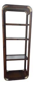 Karl Springer Style Wood/Brass Waterfall Etagere