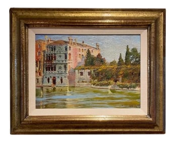 Early 20th Century Italian Landscape Oil Painting, Framed