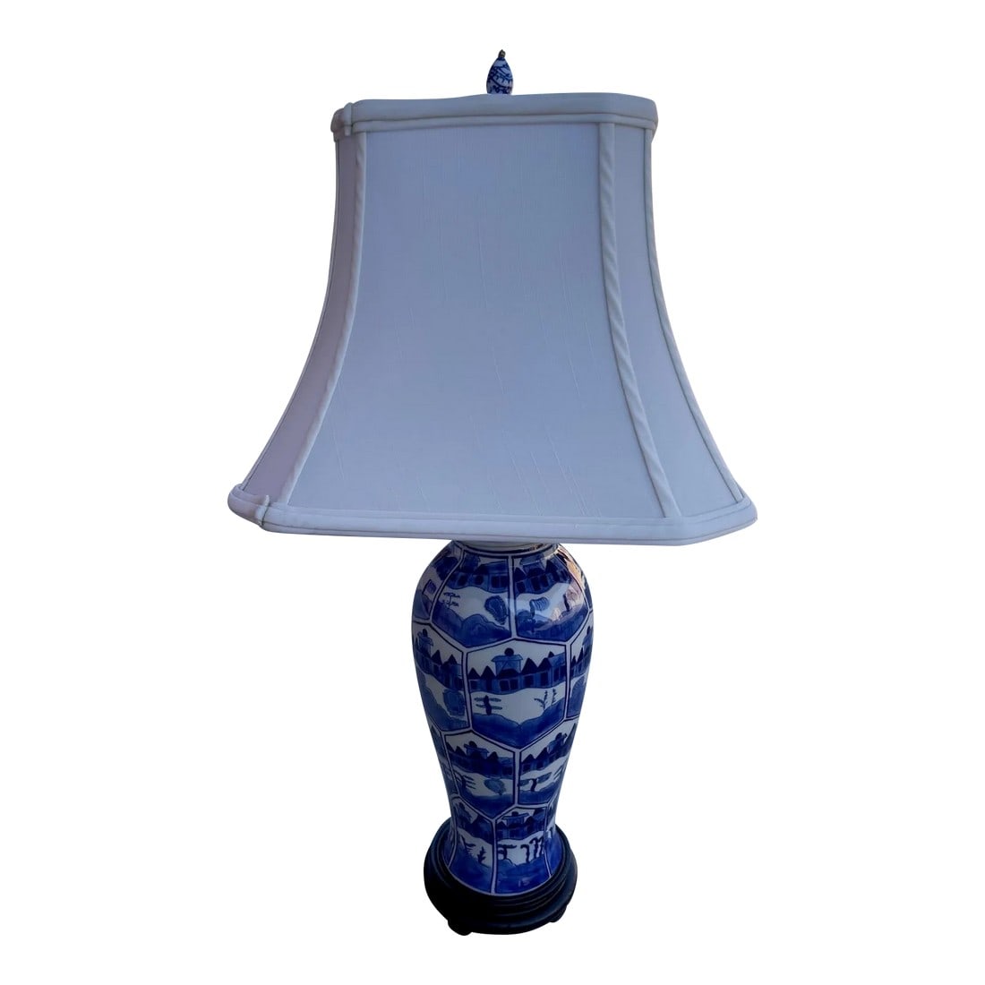 Vintage Asian Blue/White Ginger Jar Table Lamp With Shade (1 of 9)