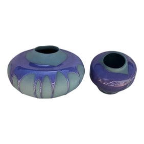 Mid-Century Haeger Purple Drip Pottery/Vases - Set of 2